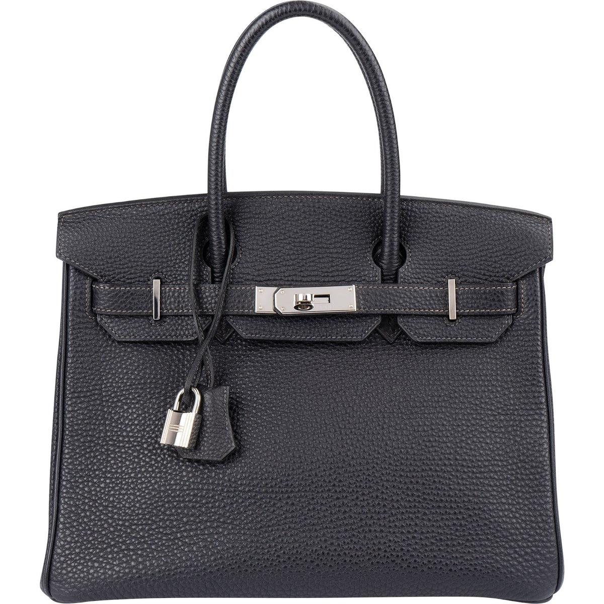 Borsa a mano Hermès Palladium Birkin 30 in pelle Togo Dark Navy Bleu