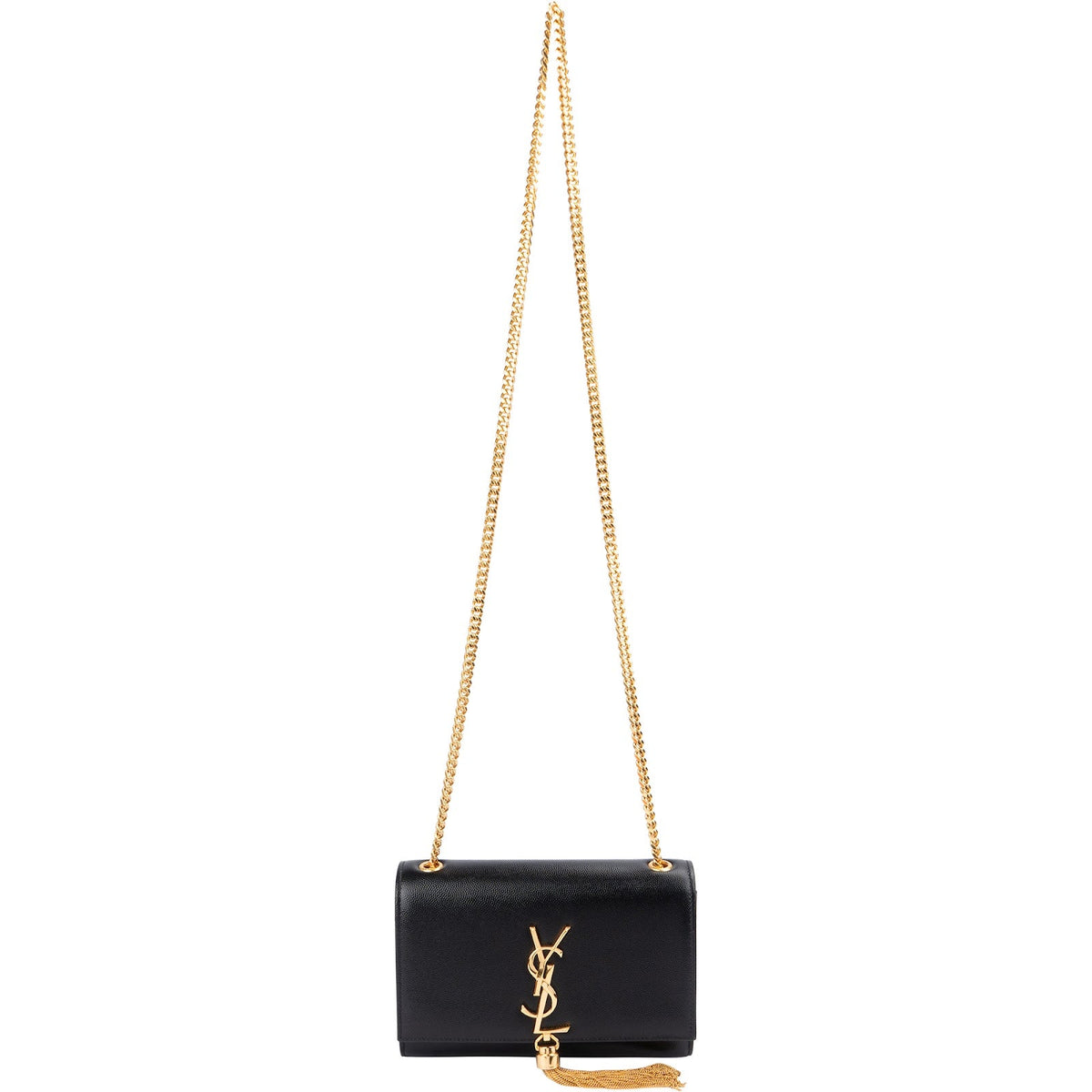 Bolso bandolera Saint Laurent Kate pequeño con borla y cadena en piel granulada