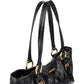 Prada Crinkled Vernice Naplak Leather Zip Around Tote Shoulder Bag