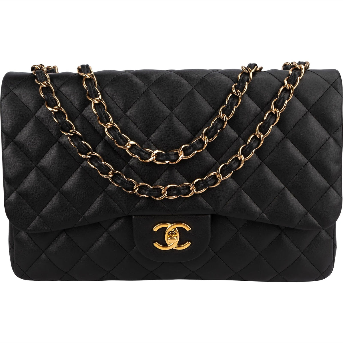 Chanel Jumbo Single Flap aus Lammleder – Vorderansicht
