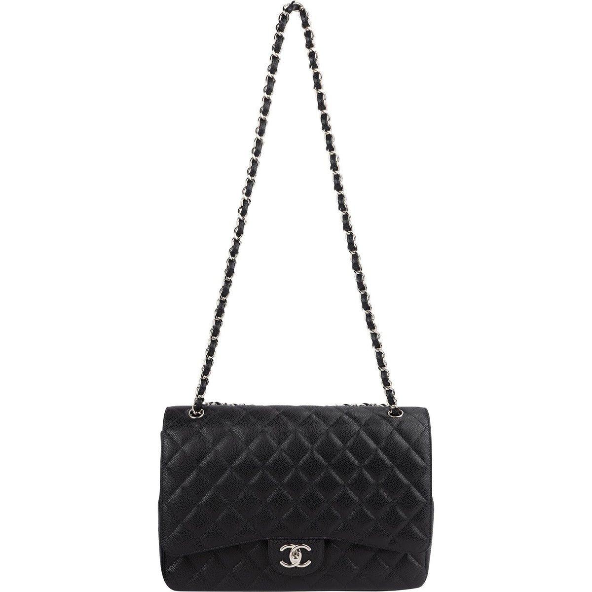 Borsa a tracolla Chanel Maxi Double Flap in pelle caviale trapuntata