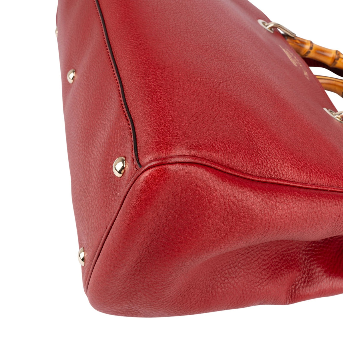 Gucci Tote-handtas van generfd leer met bamboe handvat