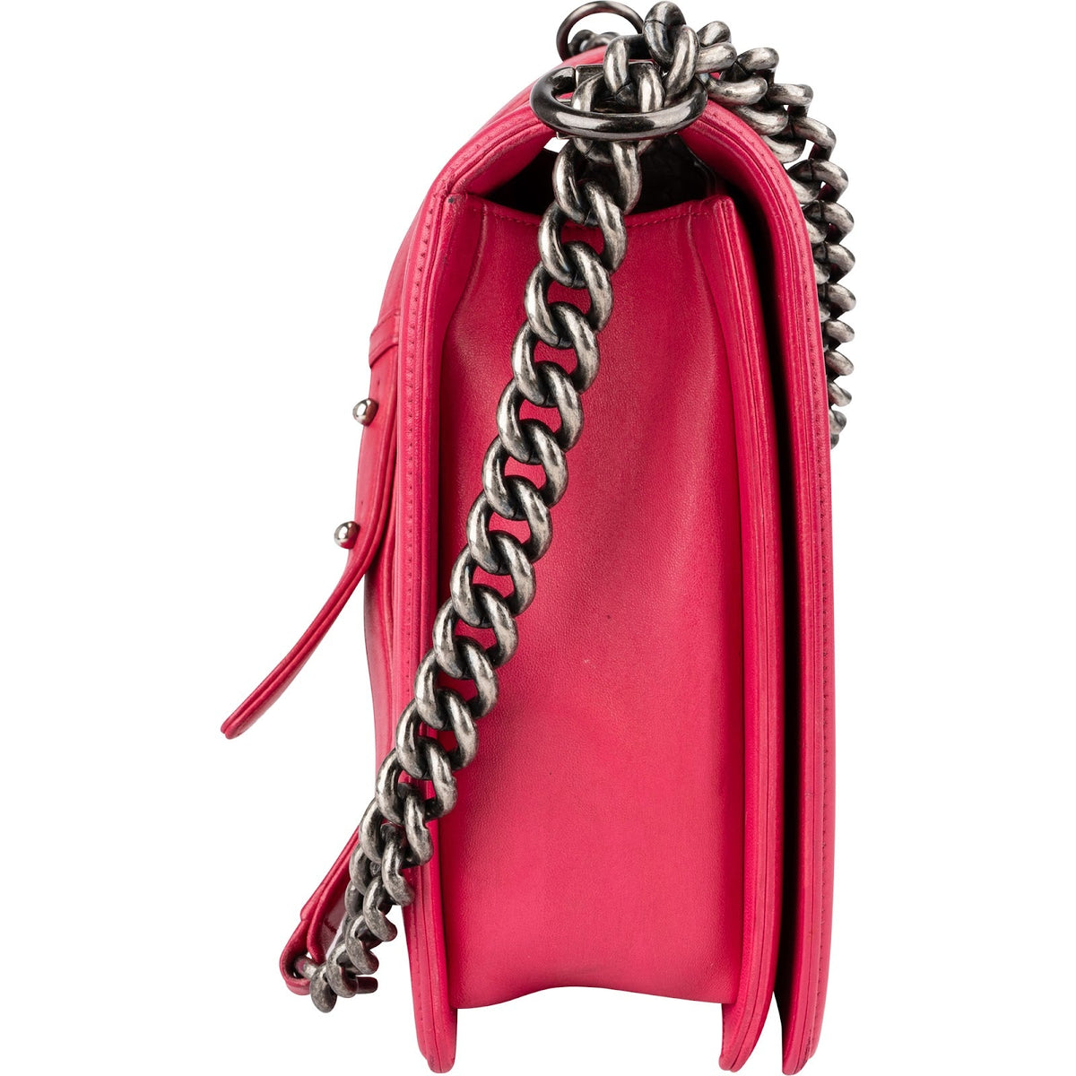 Chanel Grote Boy crossbodytas van roze doorgestikt lamsleer