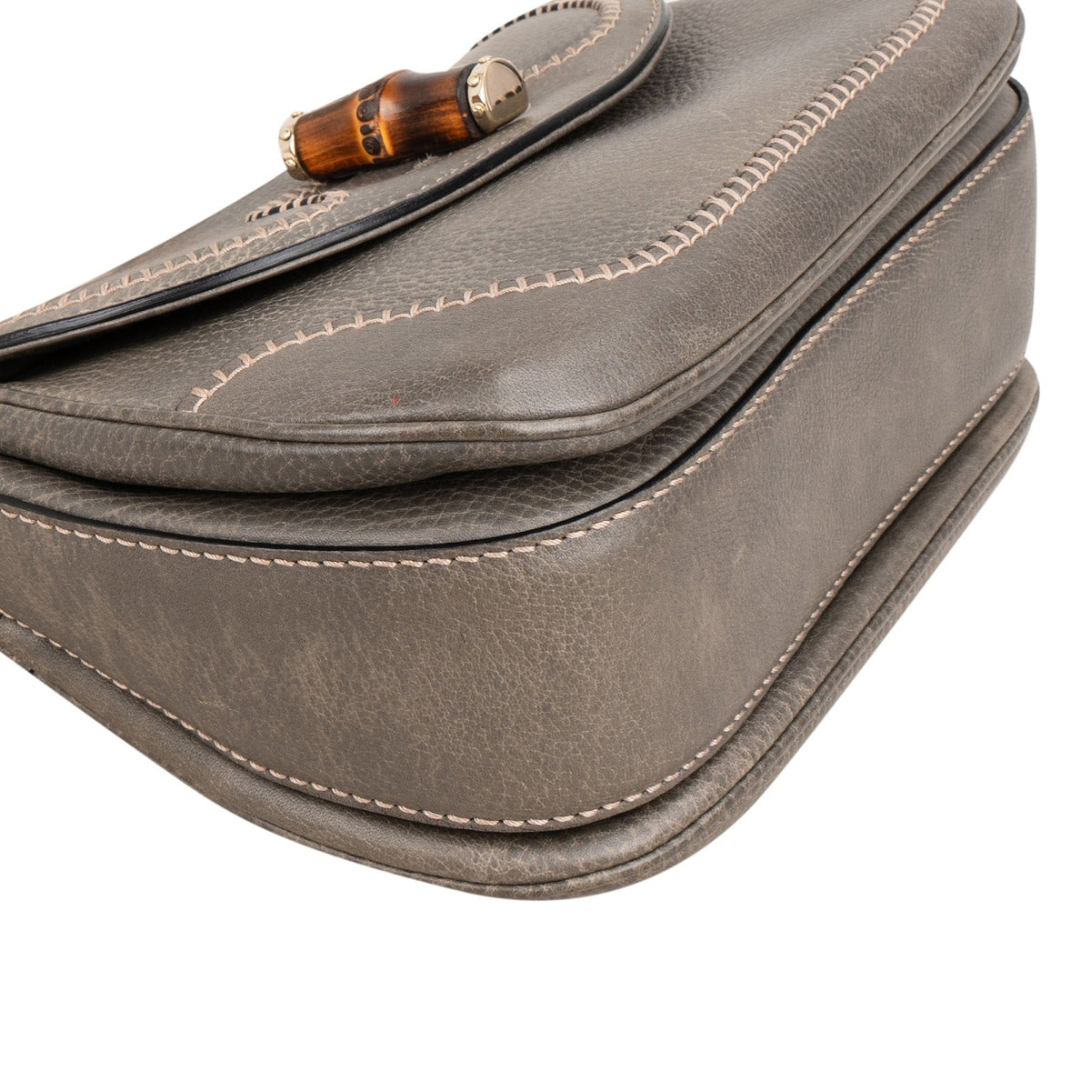 Gucci New Bamboo Top Handle Beijing 2010 aus grauem genarbtem Leder – Ansicht 8