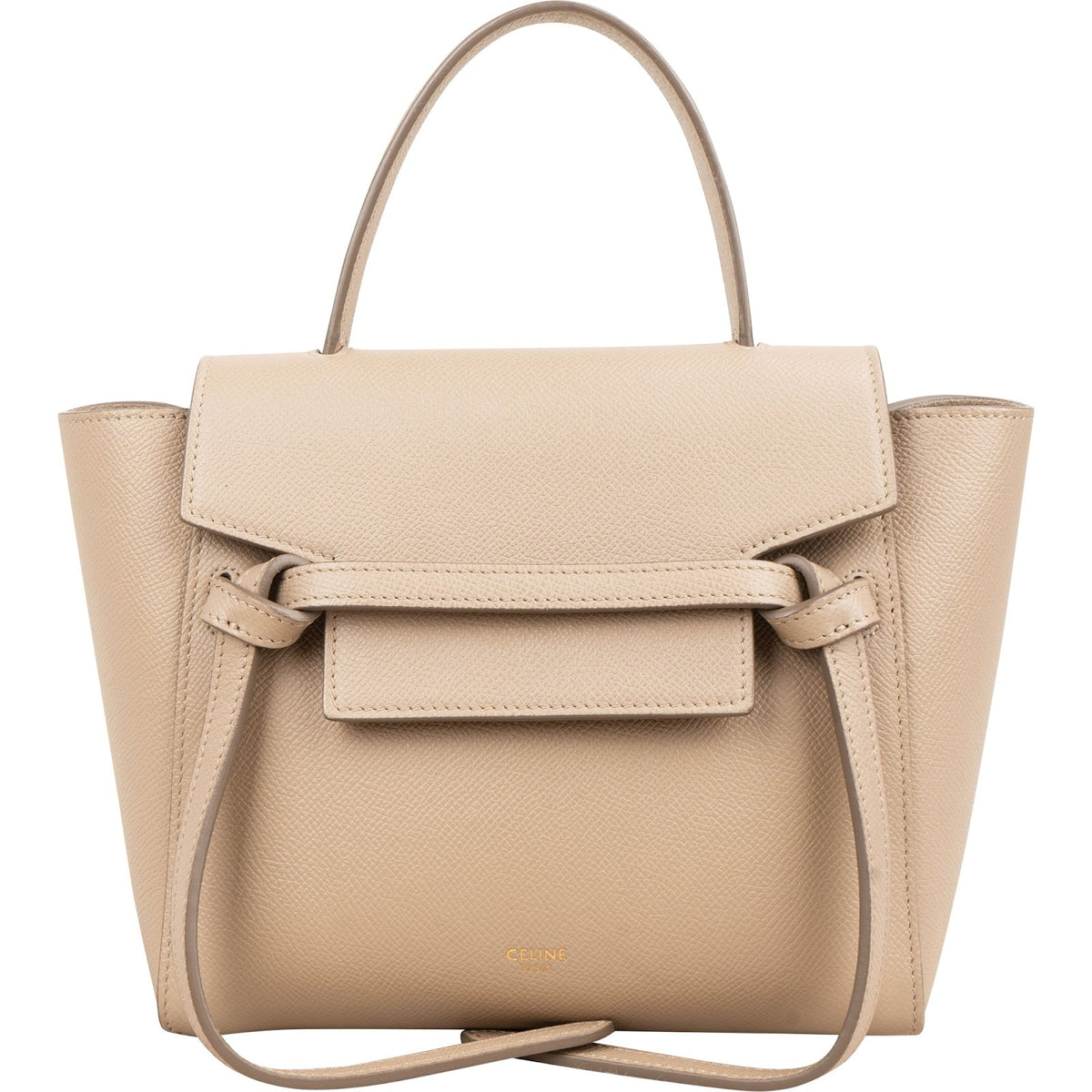 Bolso de mano Nano Celine en piel granulada color beige