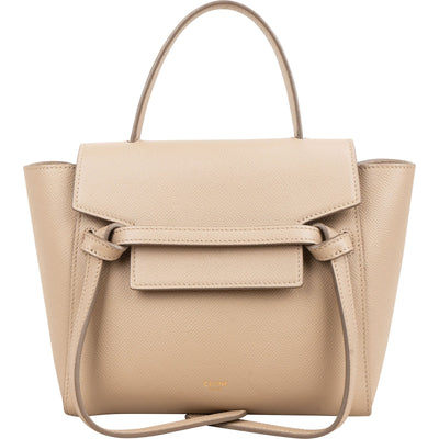 Celine Beige Grained Leather Belt Nano Handbag