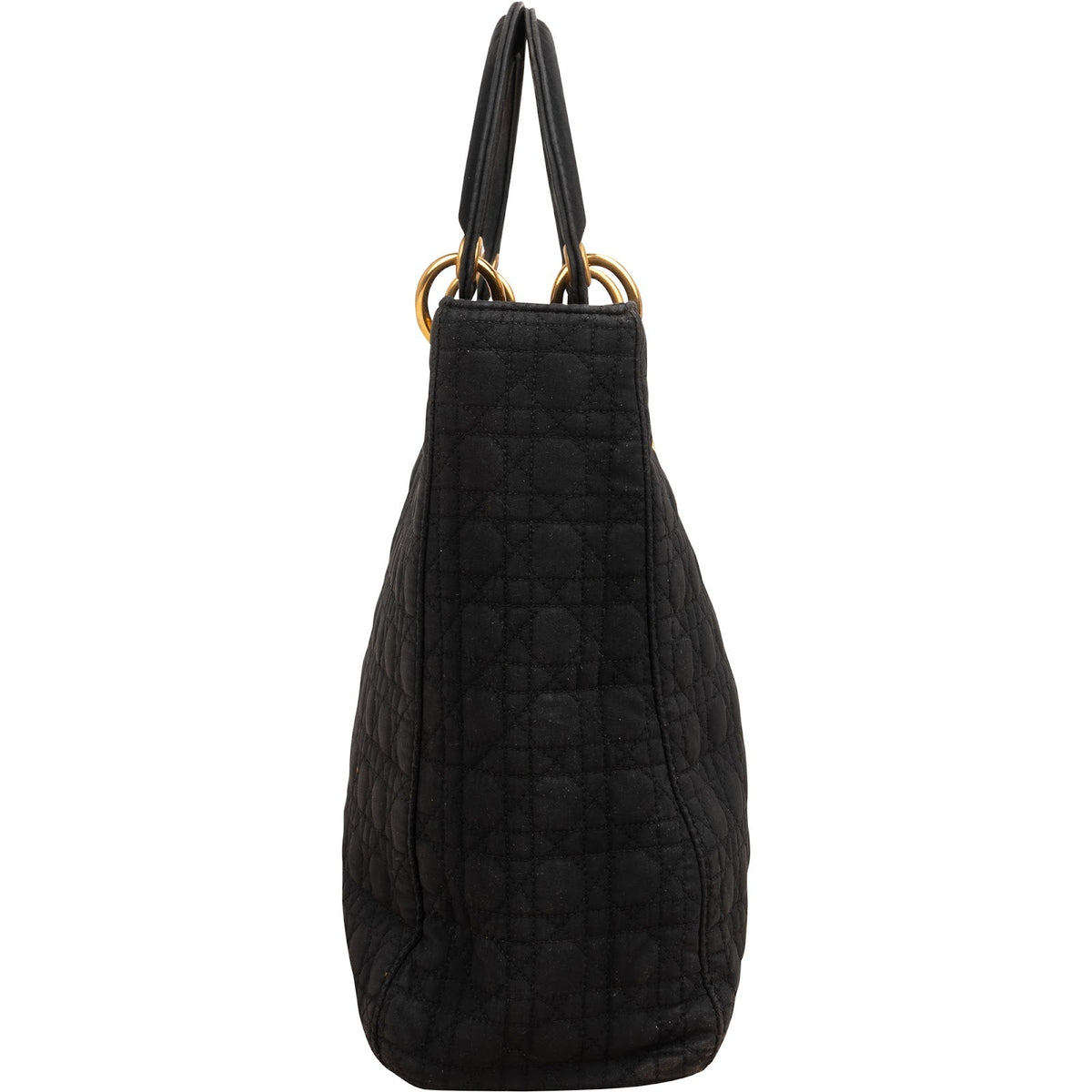 Bolso de mano grande Lady Dior de nailon acolchado con motivo Cannage de Christian Dior