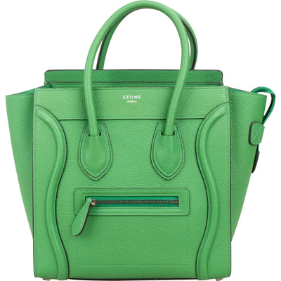Céline Green Grained Calfskin Luggage Handbag