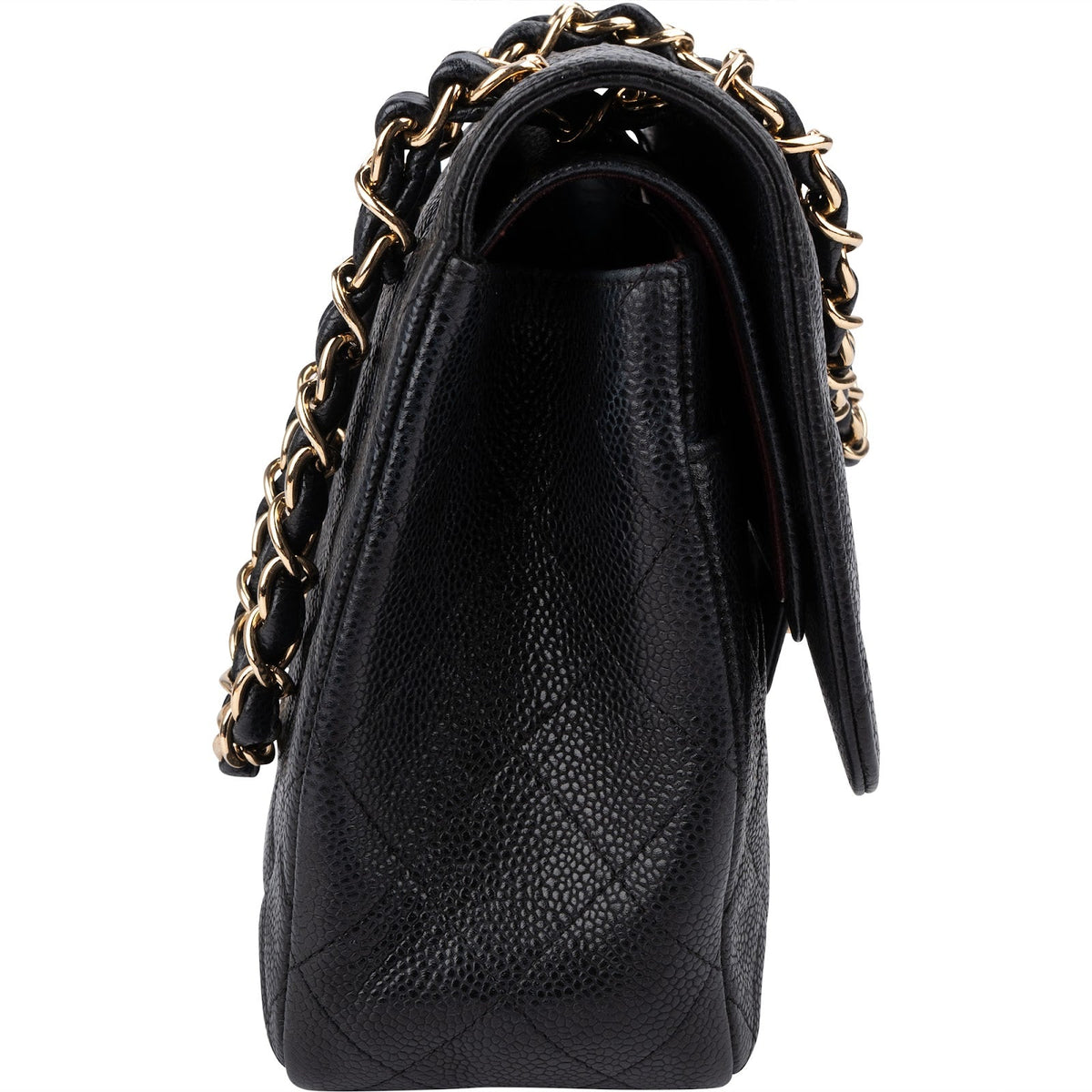 Chanel Quilted Caviar Leather Palladium Jumbo Double Flap Crossbody Bag