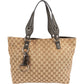 Gucci Monogram GG Horsebit Tote aus Canvas und Leder – Vorderansicht