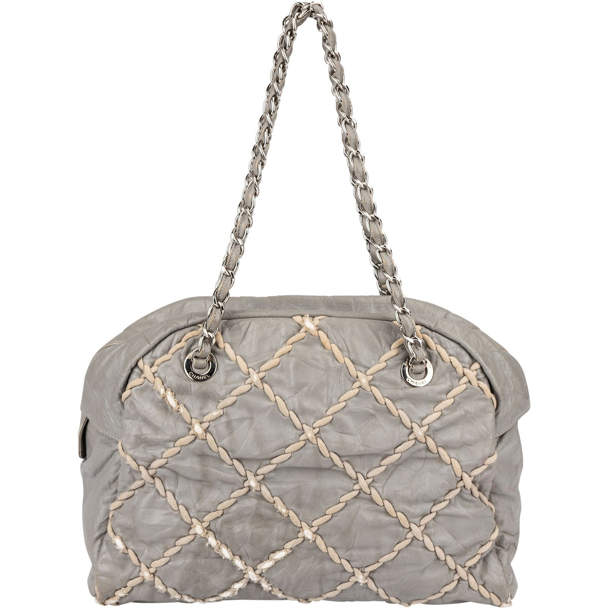 Chanel Crinkled Leder Braided Bowler Schultertasche, Bild 5 von 13