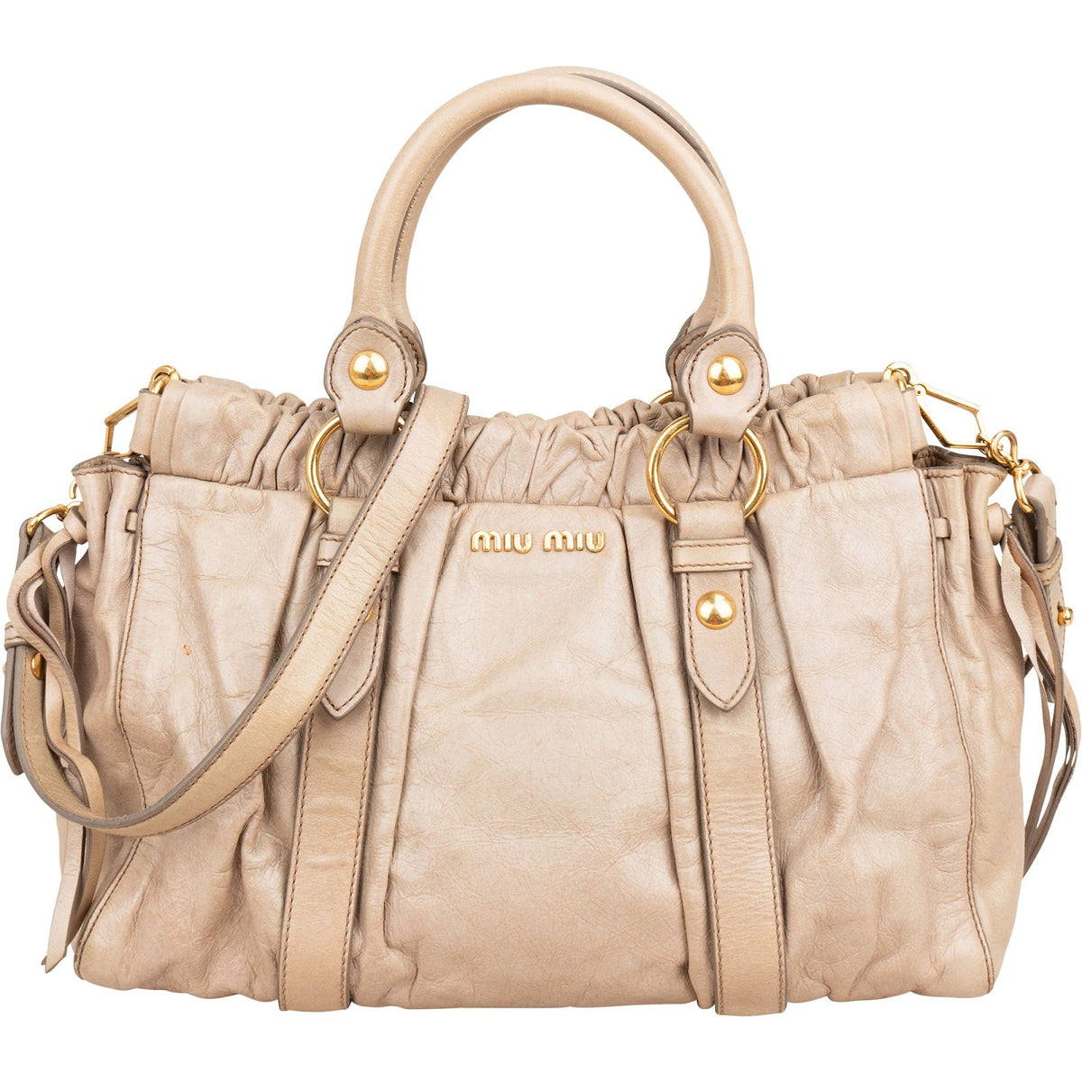 Miu Miu Bauletto Satchel aus Vitello-Lux-Leder – Vorderansicht