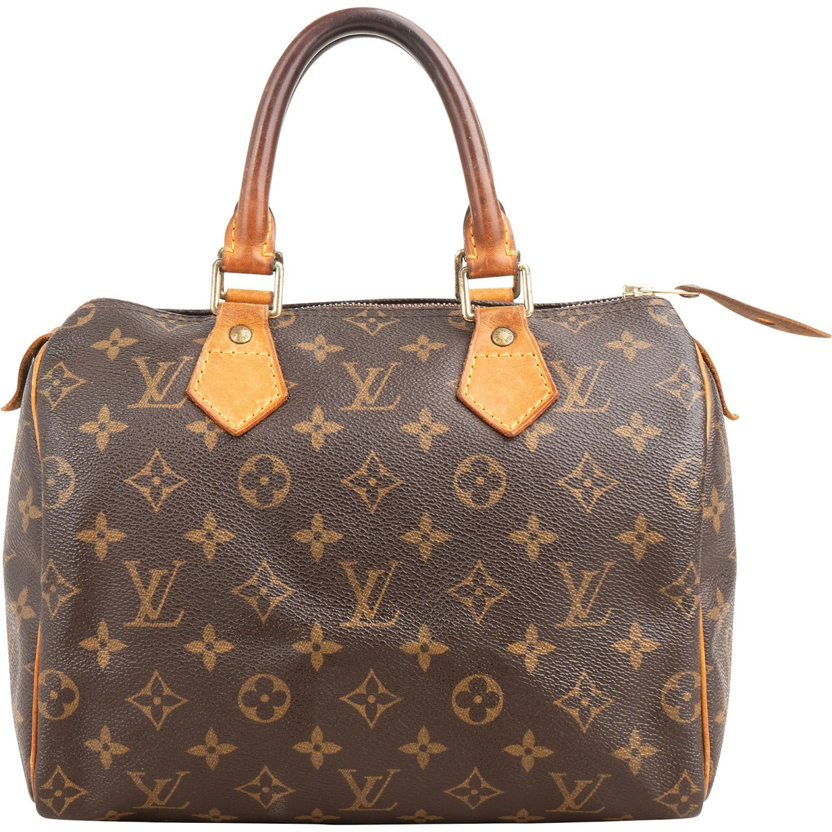 Louis Vuitton Monogram Canvas Speedy 25 aus Canvas und Vachetta-Leder – Vorderansicht