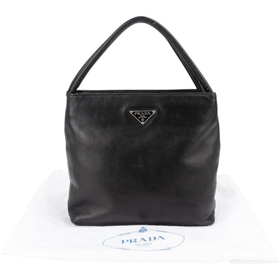 Prada Black Nappa Leather Triangle Tote Handbag
