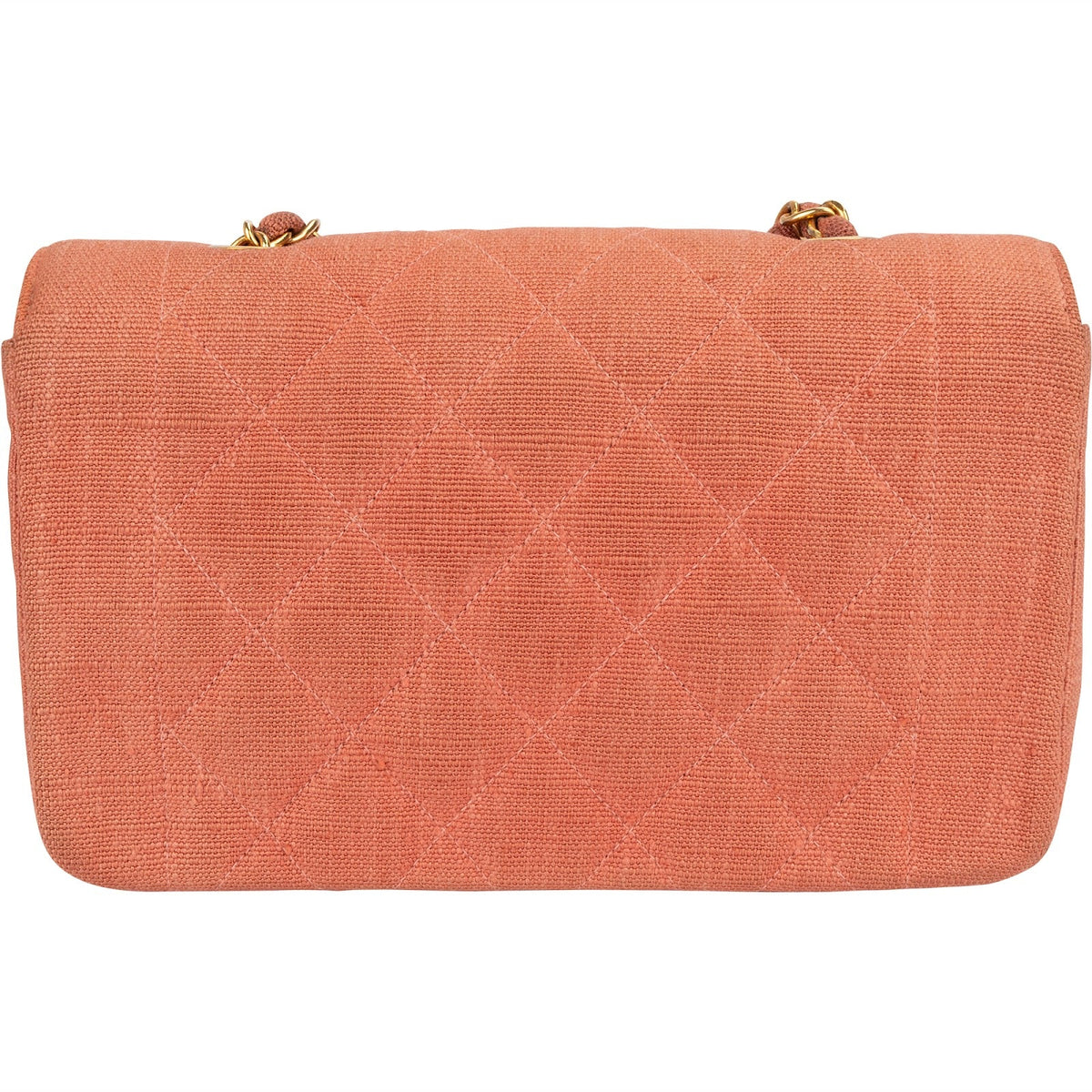 Borsa a tracolla Chanel Diana piccola in cotone trapuntato con patta singola e dettagli in oro 24K