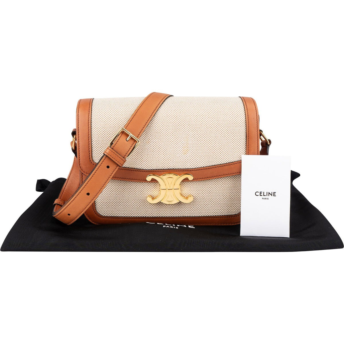 Celine Teen Triomphe Crossbody Bag in Canvas & Calfskin