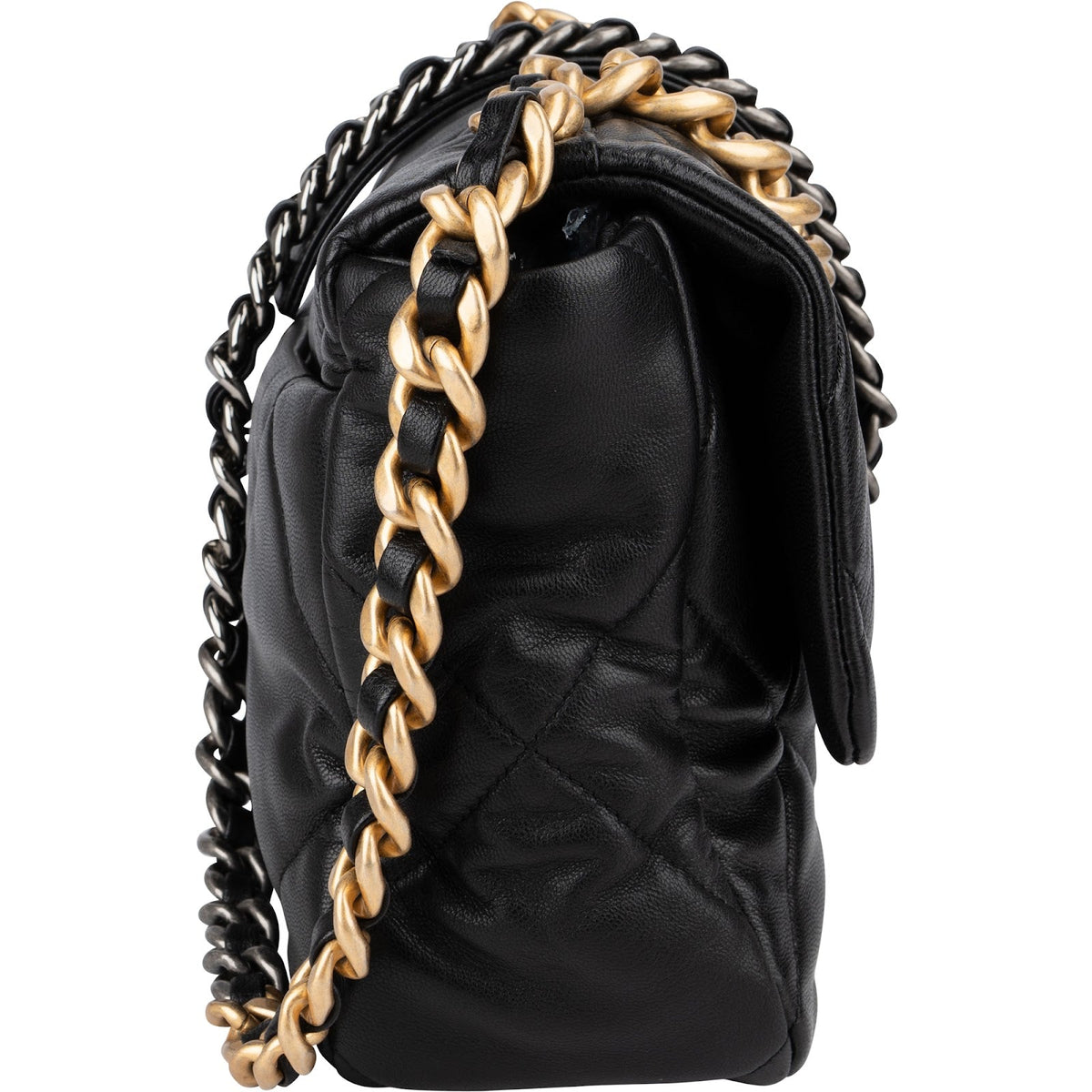 Borsa a tracolla Chanel 19 grande in pelle di agnello trapuntata con patta singola
