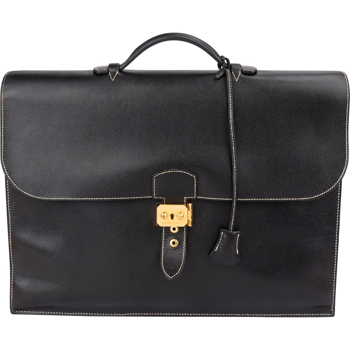 Bolso de mano Hermès Sac à Dépêches Business en piel Courchevel Noir