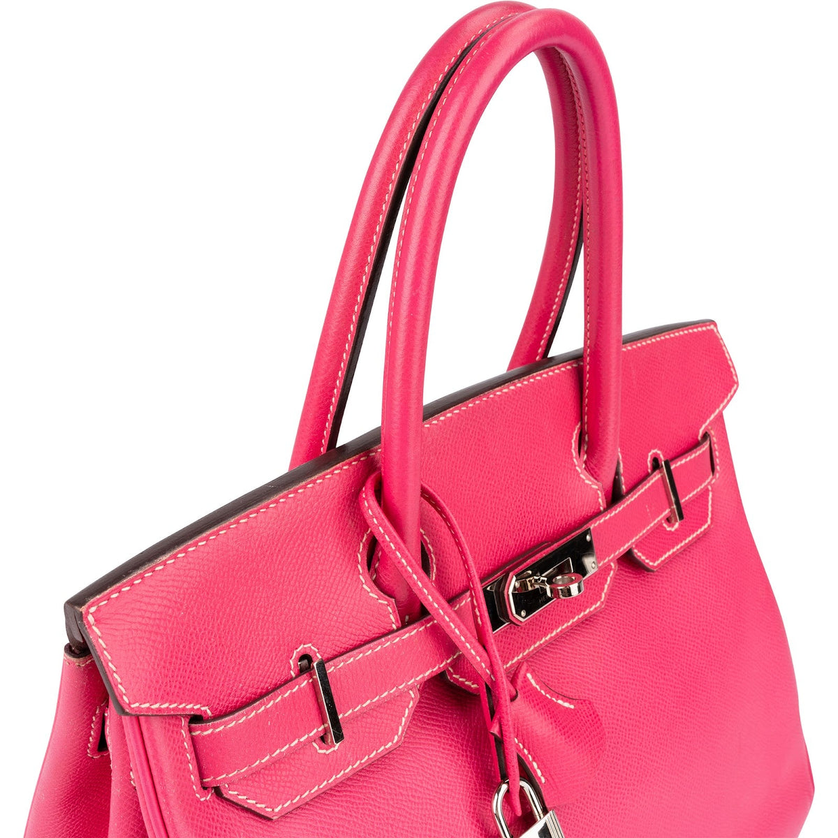 Sac à main Hermès Birkin 30 en cuir Epsom rose bonbon et bijouterie palladium