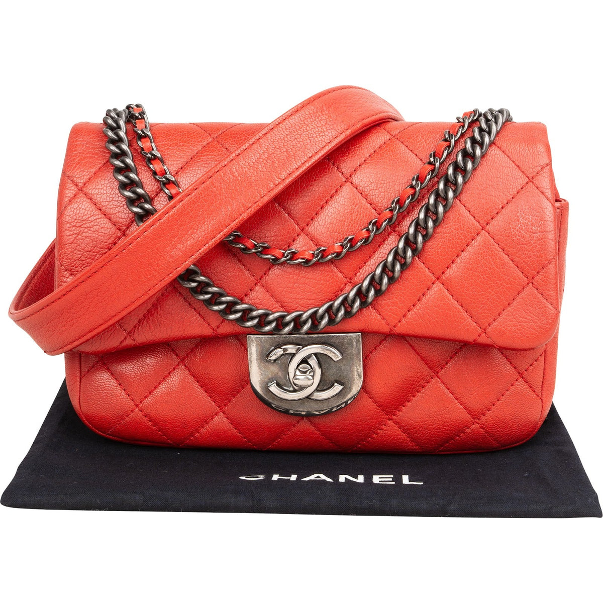 Borsa a tracolla Chanel Paris Seoul Small Single Flap in pelle di capra trapuntata con cuciture e doppia portabilità