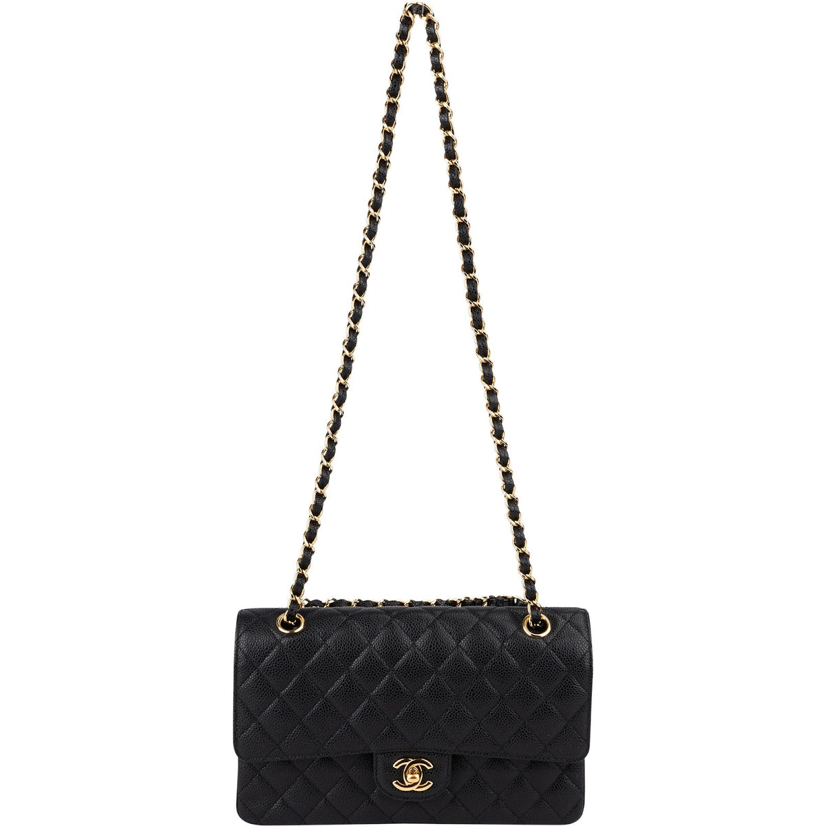 Chanel gewatteerde Caviar leren medium Double Flap crossbodytas