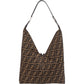 Fendi Monogram FF Zucca Canvas Diagonal Triangle Zip Large Shoulder Bag