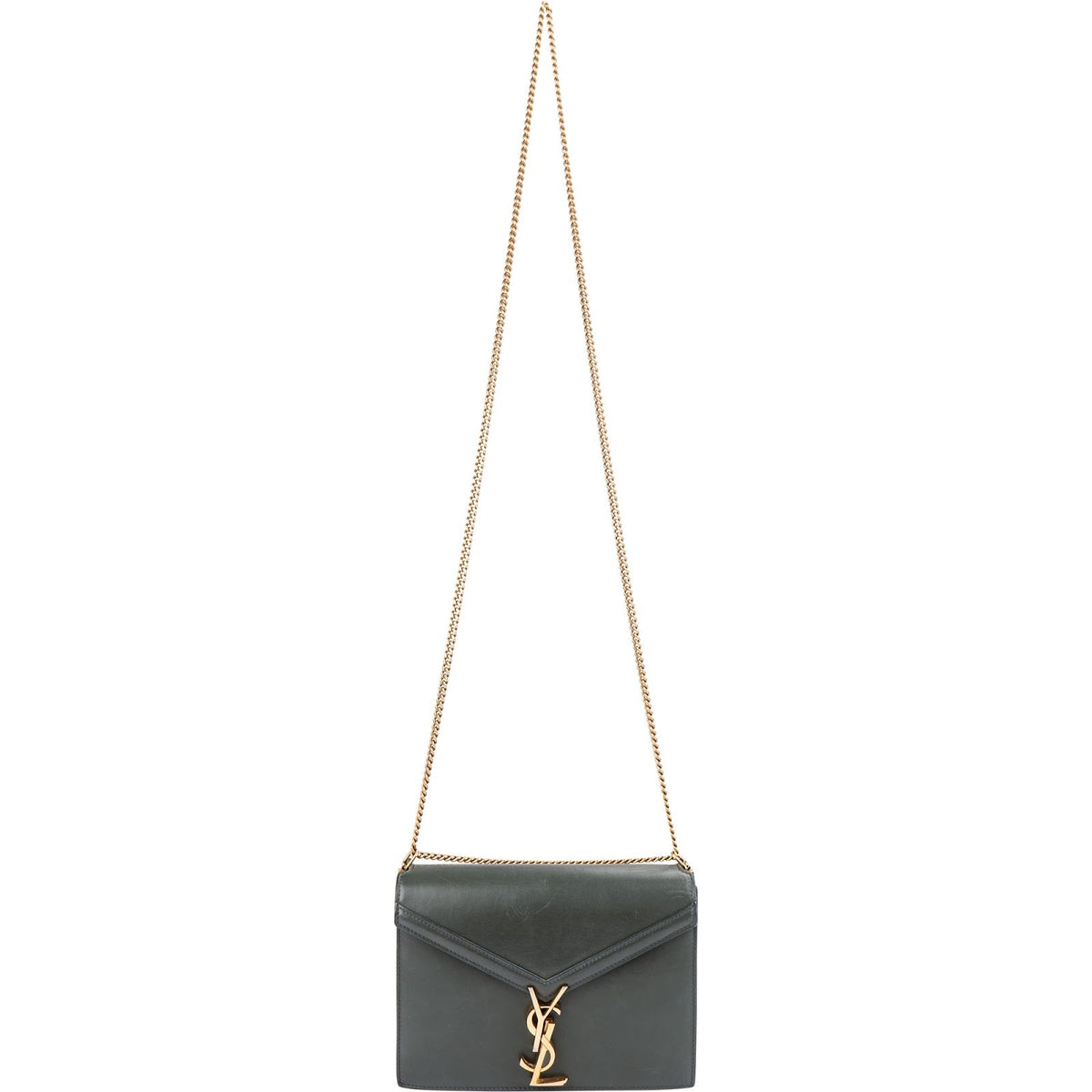 Saint Laurent Green Leather Envelope Medium Crossbody Bag