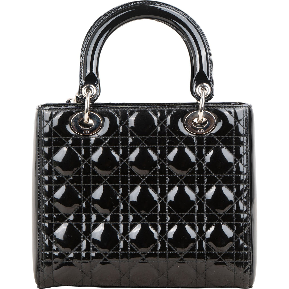 Cristian Dior Quilted Patent Cannage Lady Dior Handbag