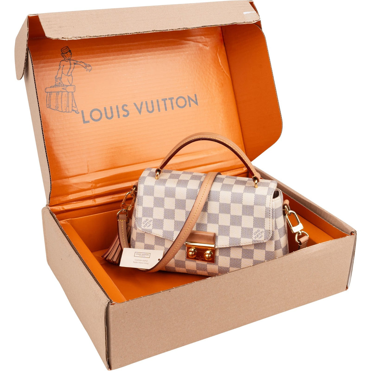 Borsa a mano Louis Vuitton modello Croisette in tela Monogram Damier Azur