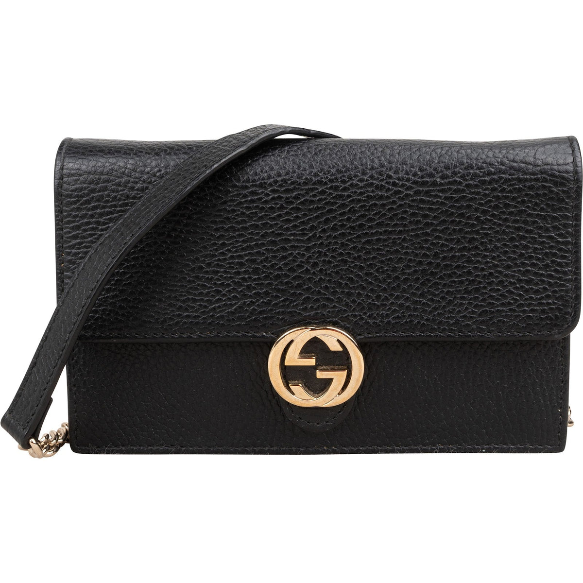 Borsa a tracolla Gucci Interlocking GG Wallet On Chain in pelle martellata