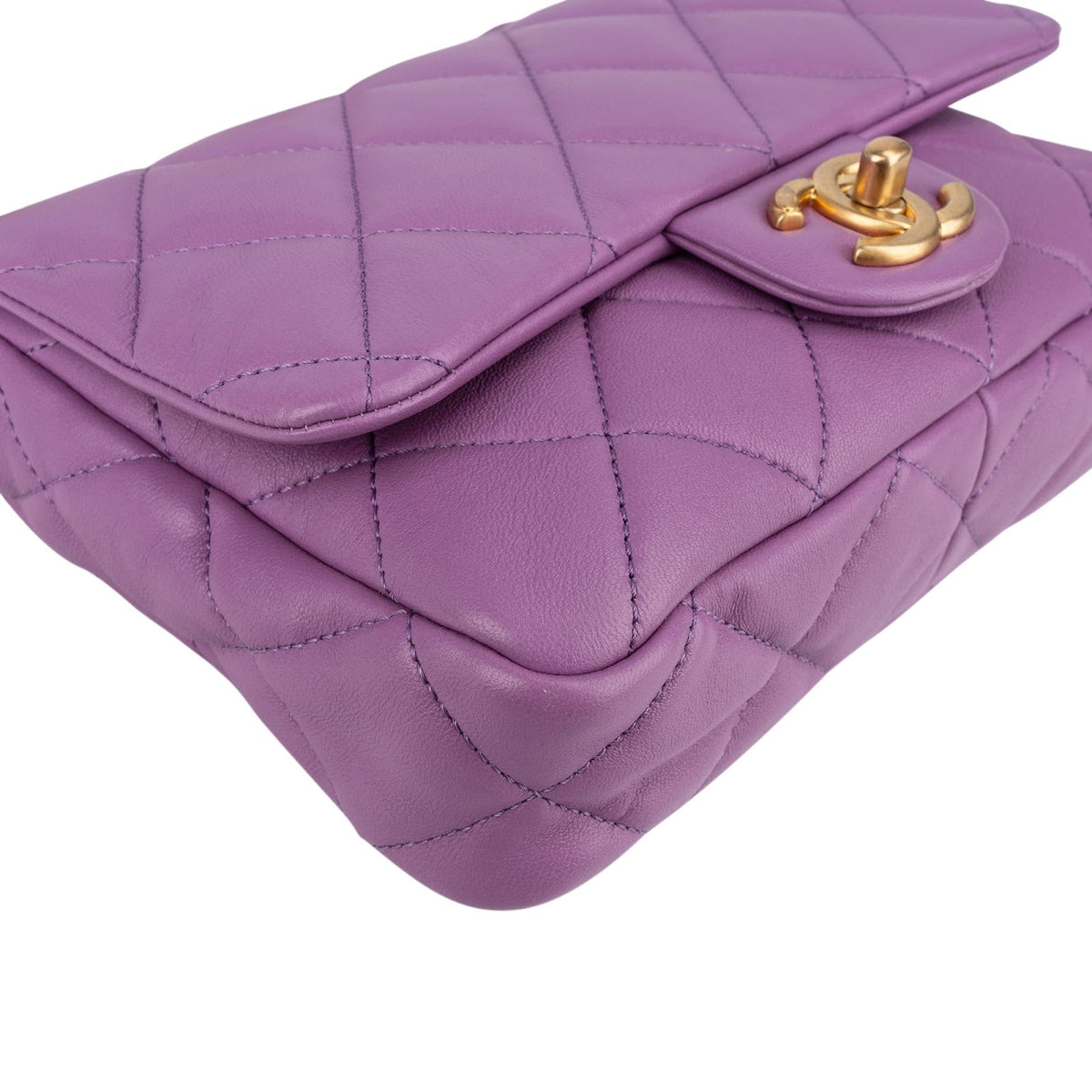 Chanel gewatteerde lamsleren schoudertas met dikke ketting en rechthoekige flap