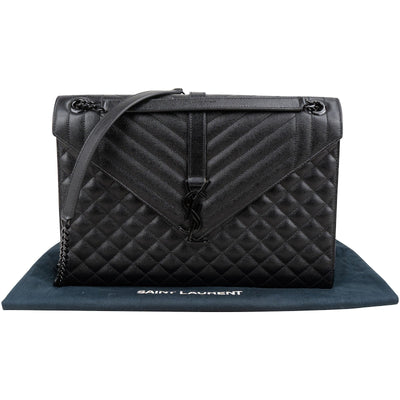 Yves Saint Laurent Large Envelope Crossbody Bag in Matelassé Grain de Poudre Embossed Leather