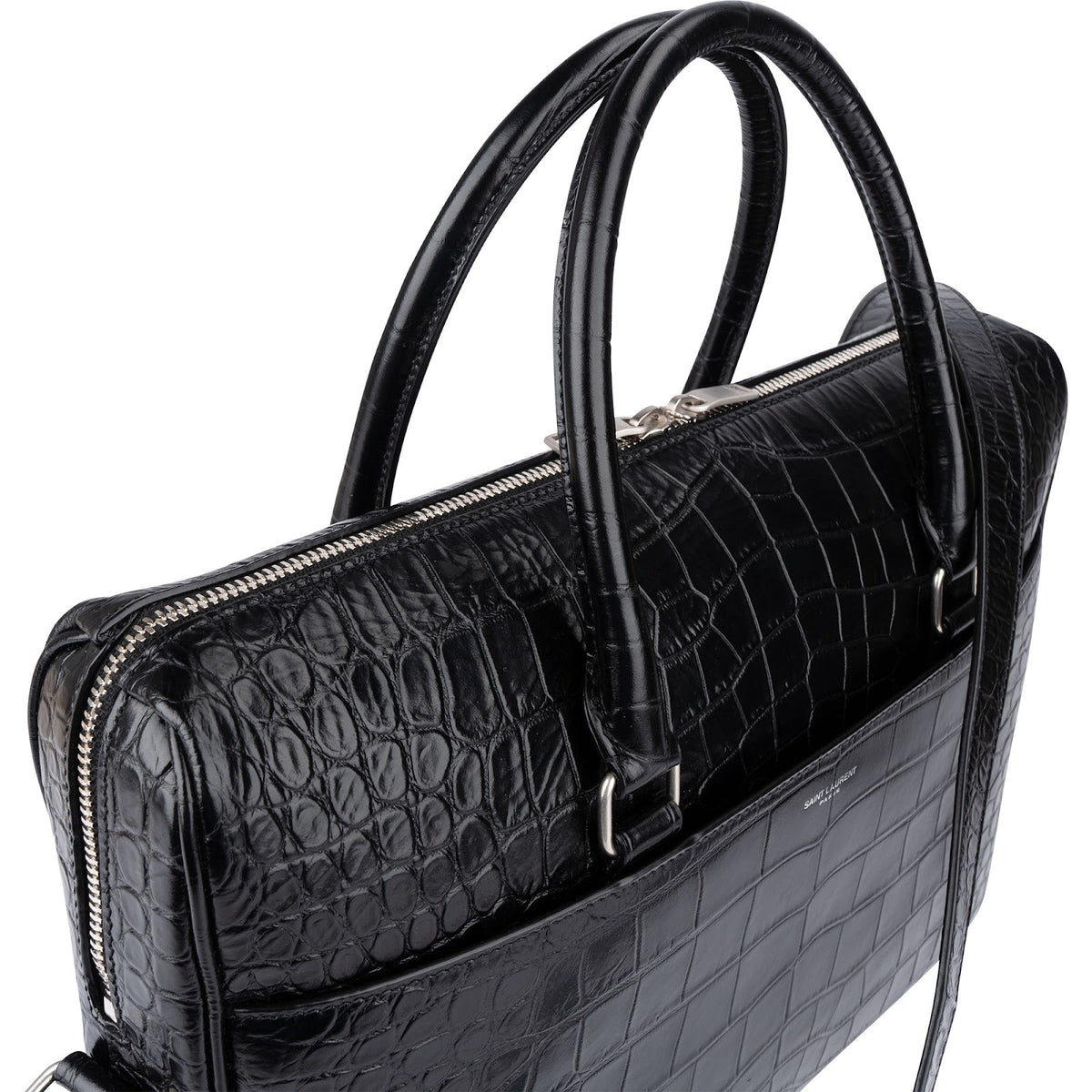 Sac à bandoulière Yves Saint Laurent en cuir embossé façon crocodile