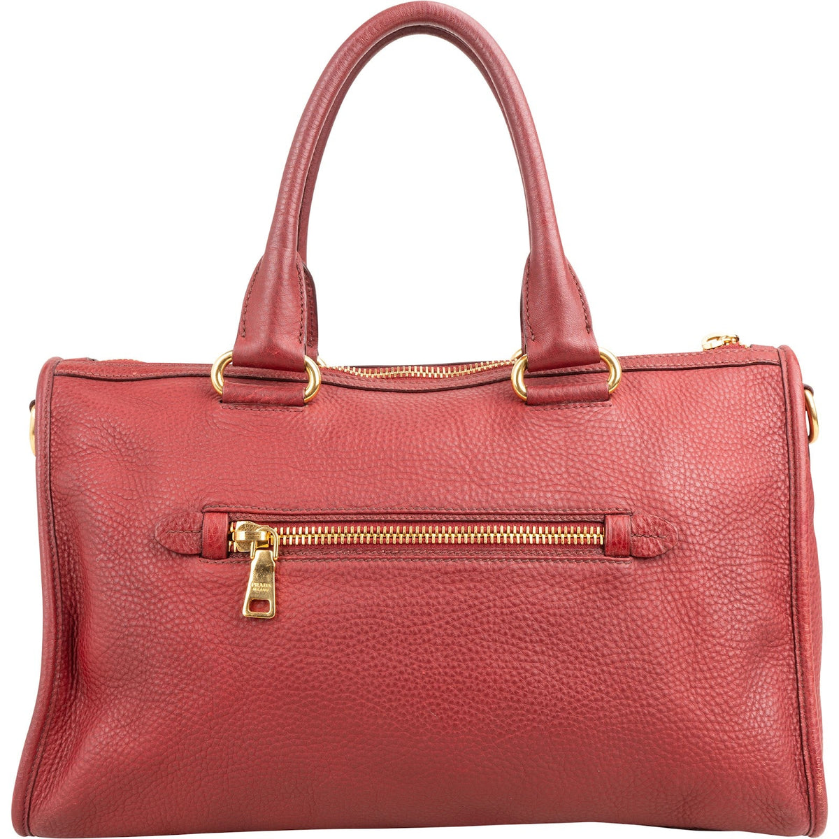 Prada Rot Vitello Daino Leder Satchel City Handtasche, Bild 4 von 10