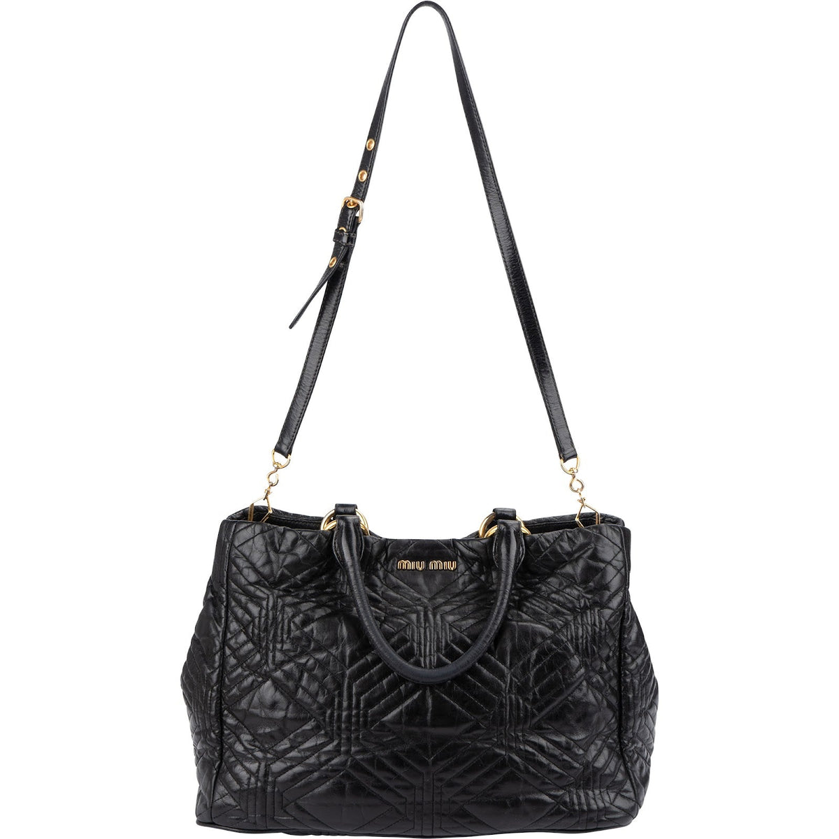 Borsa tote Miu Miu in pelle Nappa matelassé nera