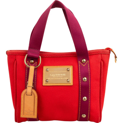 Louis Vuitton Rouge Cotton Antigua Cabas PM Handbag