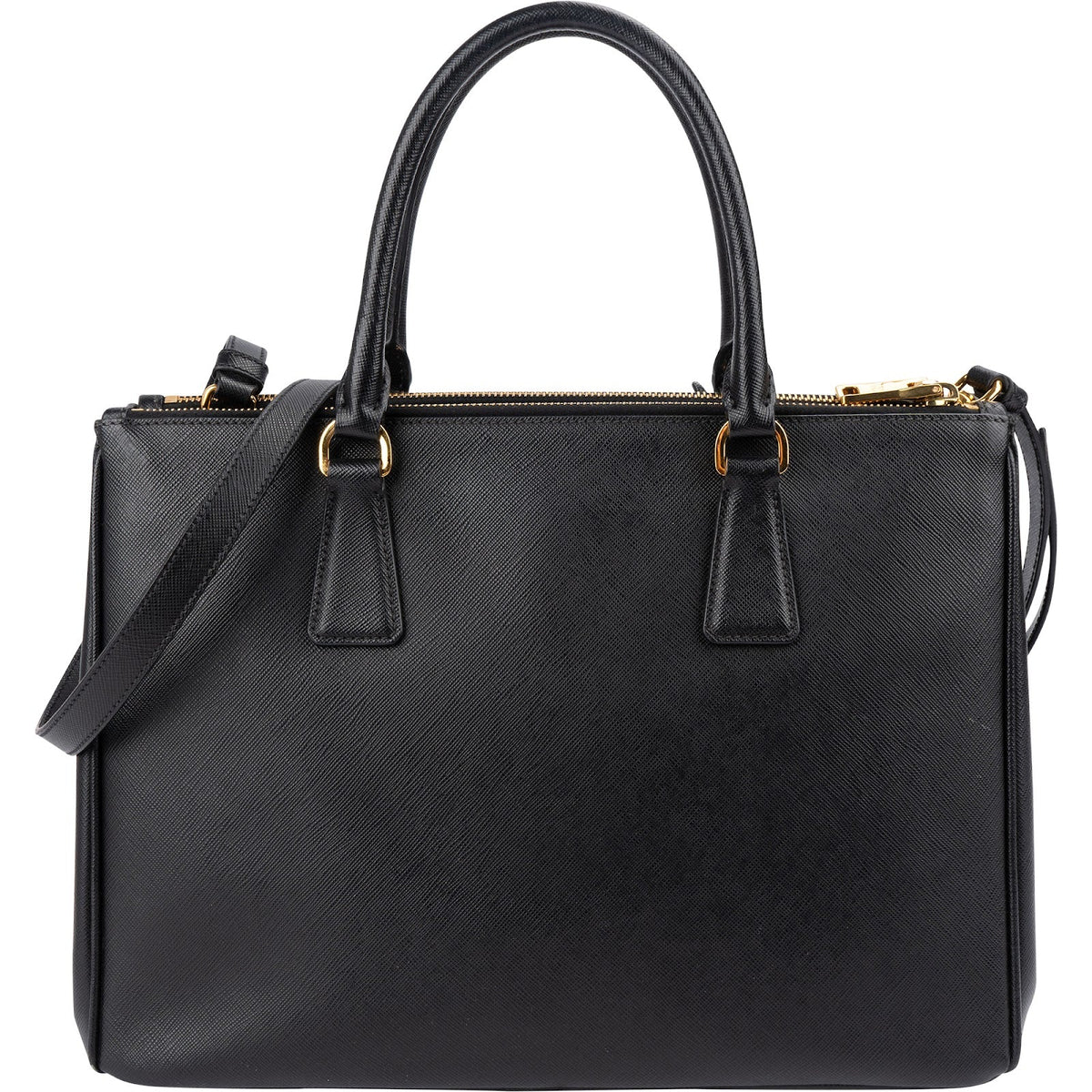 Prada zwarte Saffiano Metal lederen Large Galleria crossbody tas