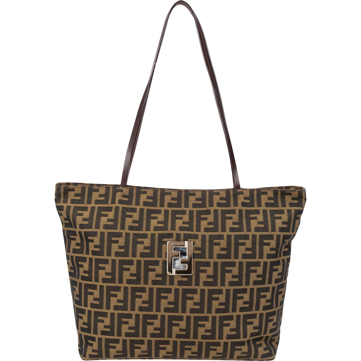 Fendi Monogram Zucca Canvas Tote aus Canvas und Leder – Vorderansicht
