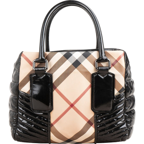 Burberry gewatteerde lakleren Heymarket Check tote-schoudertas