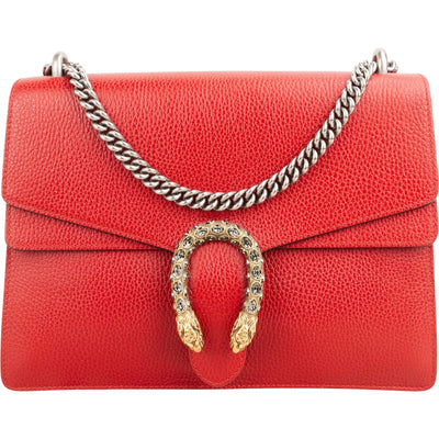 Gucci Red Leather Crystal Dionysus Shoulder Crossbody Bag