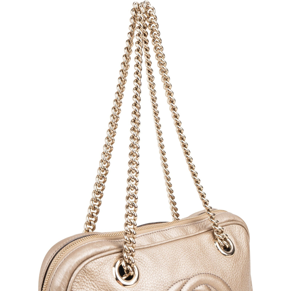 Bolso de hombro Gucci Soho GG en piel metalizada