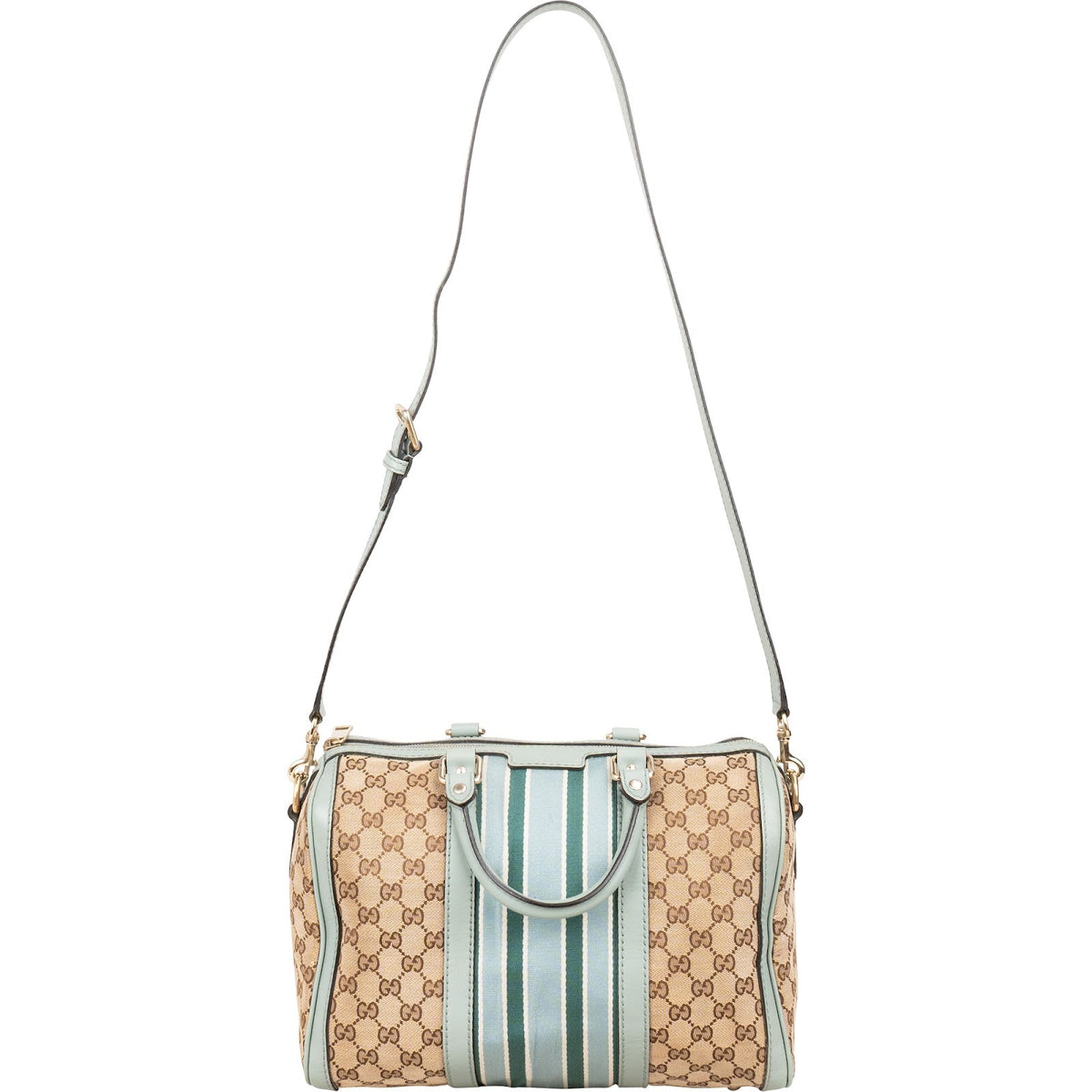 Gucci Monogram GG Canvas Vintage Web Boston Handtasche, Bild 8 von 11