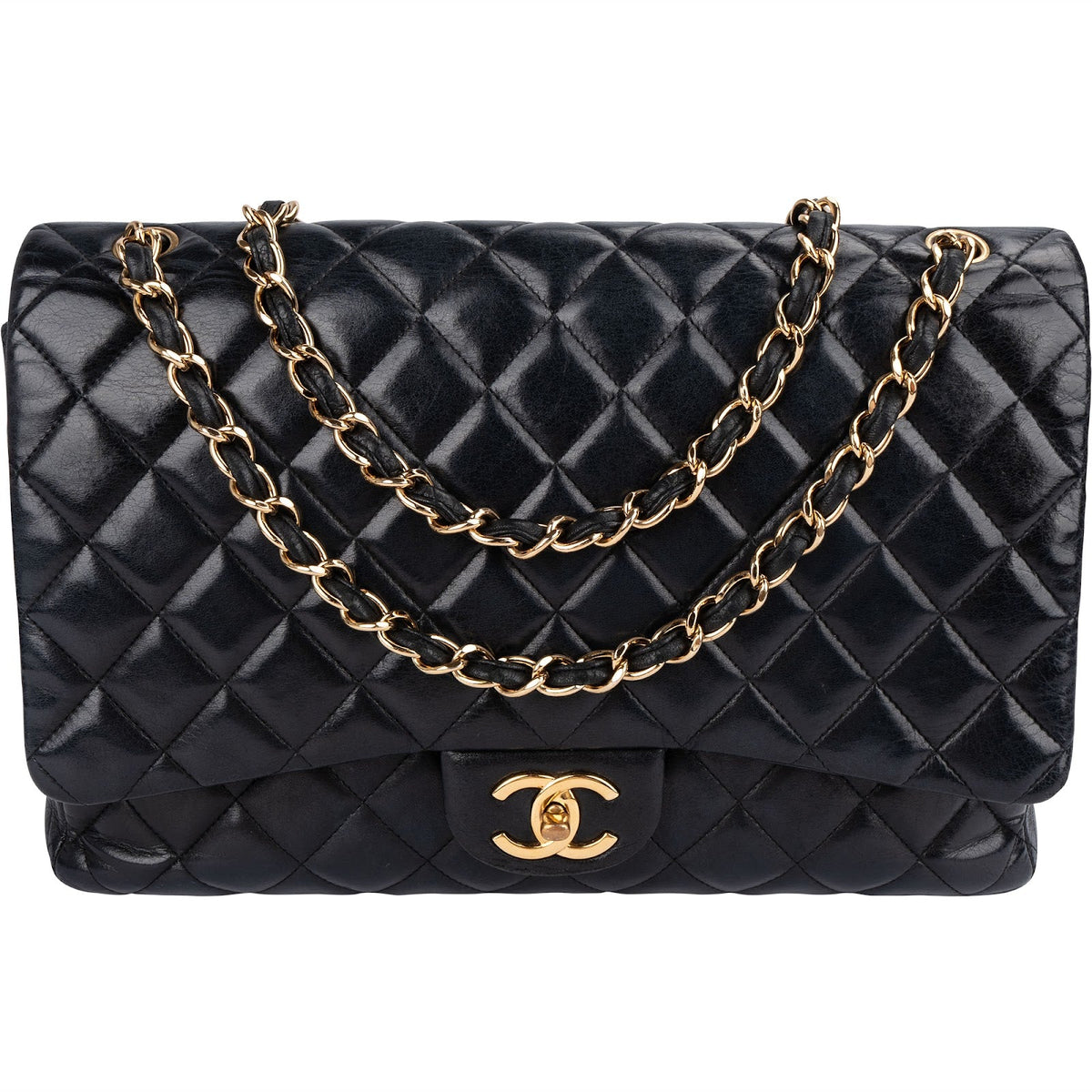 Bolso bandolera Chanel Jumbo de piel de cordero acolchada con doble solapa