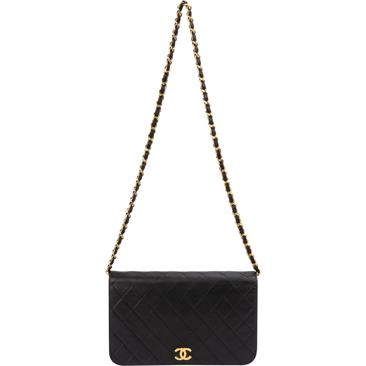Chanel gewatteerde lamsleren 24K gouden Single Flap crossbody tas