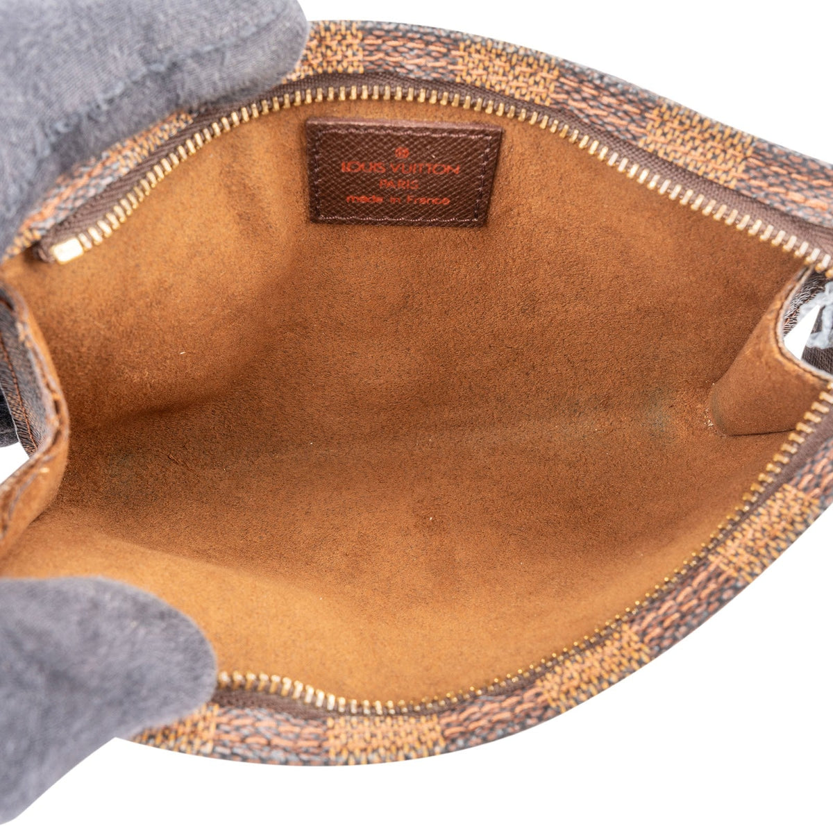 Bolso de hombro Louis Vuitton Bucket Pochette en lona Damier Ebene