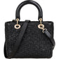 Christian Dior Black Crinkled Lambskin Small Lady Dior Handbag