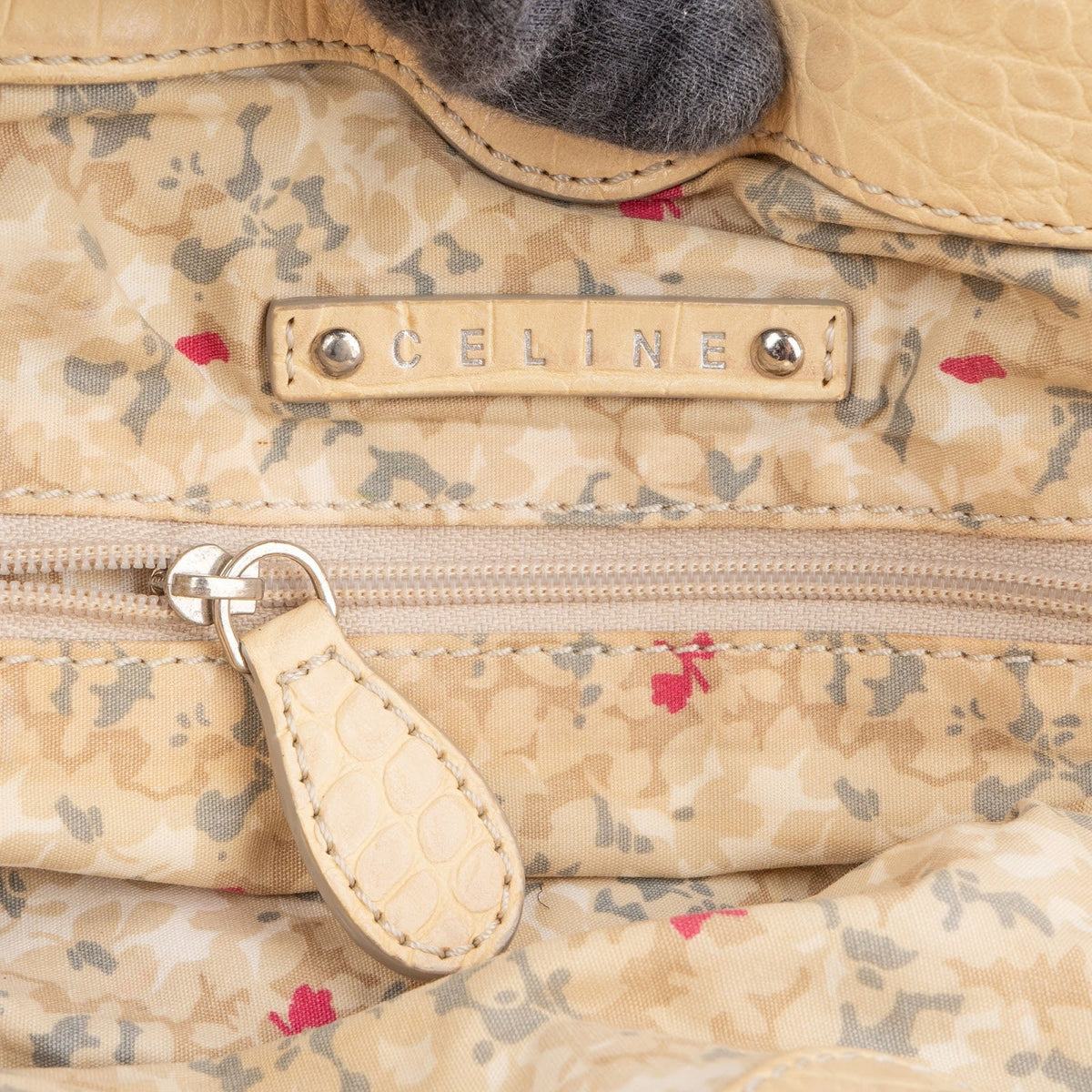 Celine Denim Ombre Monogram Croc-Embossed Leder Blason Pillow Crossbody Handbag