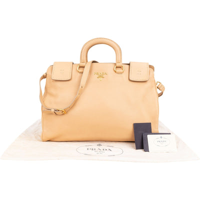 Sac à main Prada Hobo à anse supérieure en cuir de cerf beige Cervo Vitello Daino
