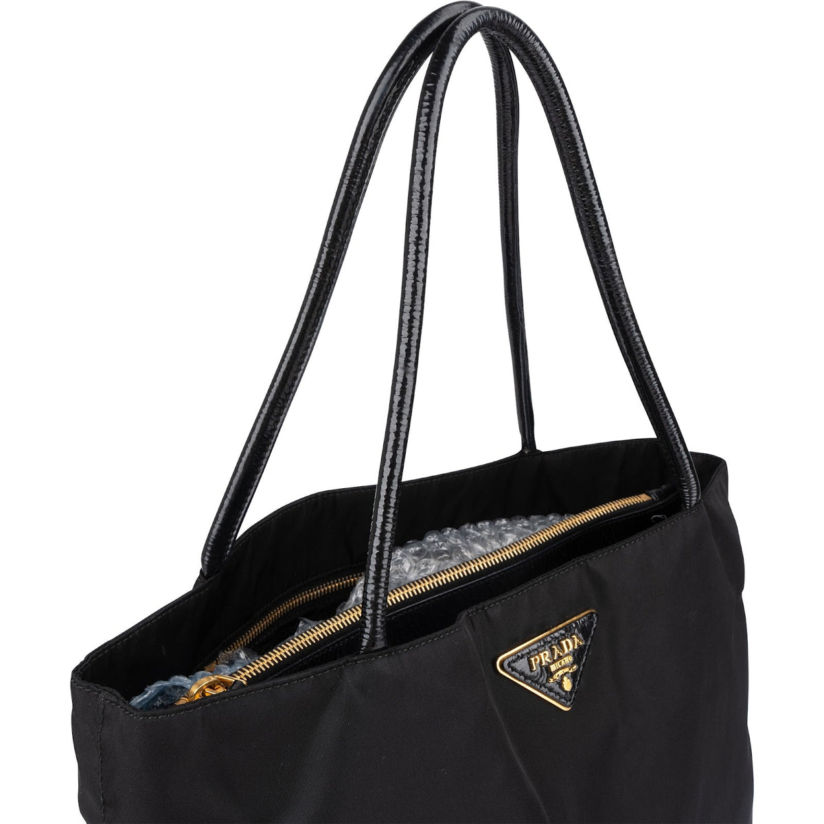 Sac cabas et porté épaule Prada en nylon Tessuto et cuir verni