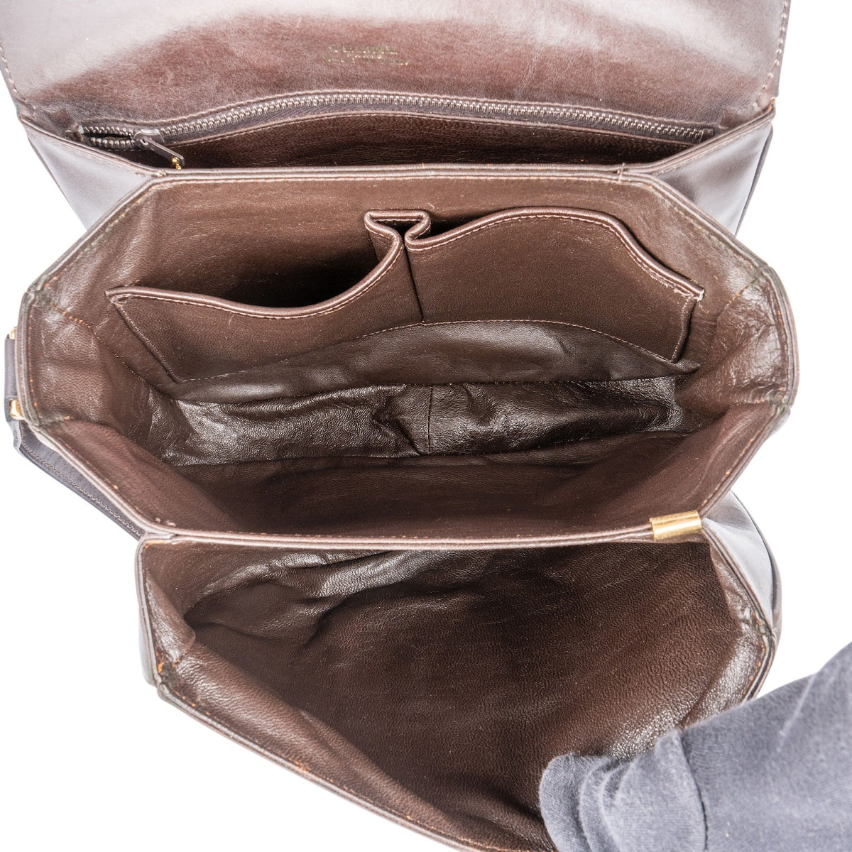 Sac porté épaule Triomphe moyen en cuir de veau brillant Celine